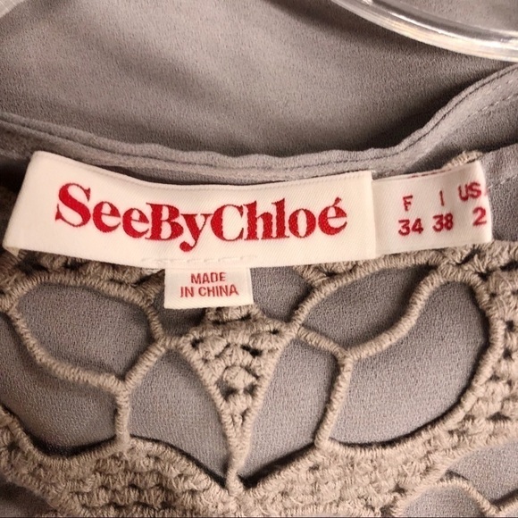 SEE By Chloe Lavender Grey Lace Panel Dress Size 0/2 - Picture 4 of 8